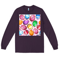 Plum Easter Eggs Seamless Pattern Long Sleeve Tee - BundleAndBundleShop