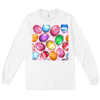White Easter Eggs Seamless Pattern Long Sleeve Tee - BundleAndBundleShop