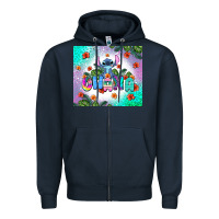 Navy ohana stitch Zipper Hoodie - AdoDesignShop