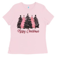 Bubblegum Pink pink merry christmas Ladies Tee - CowGirlArtShop