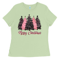 Pink Merry Christmas Ladies Tee | Teevron