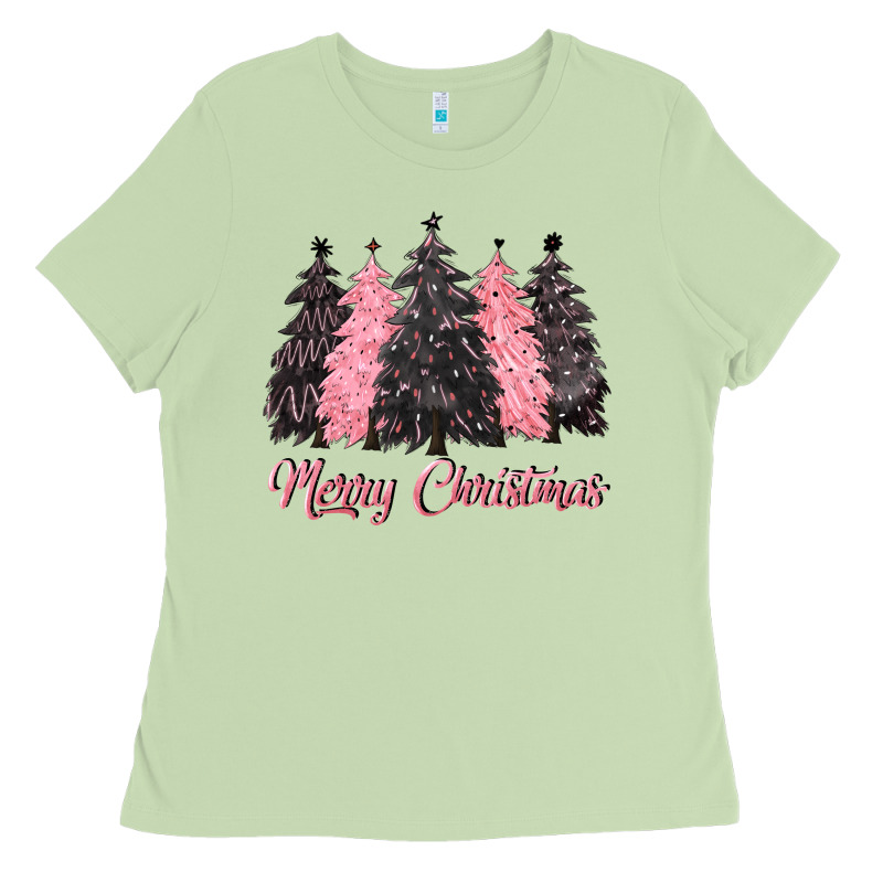 Pink Merry Christmas Ladies Tee by CowGirlArtShop | Teevron