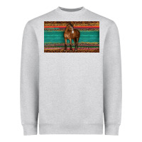 Heather Grey western horse serape tooled leather leopard  sippy cup Heavyweight Sweatshirt - BarkalooDesign