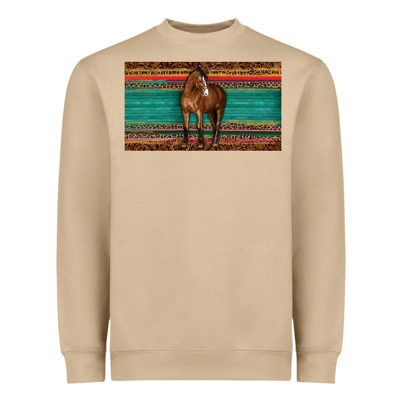 Western Horse Serape Tooled Leather Leopard  Sippy Cup Heavyweight Sweatshirt by BarkalooDesign | Teevron