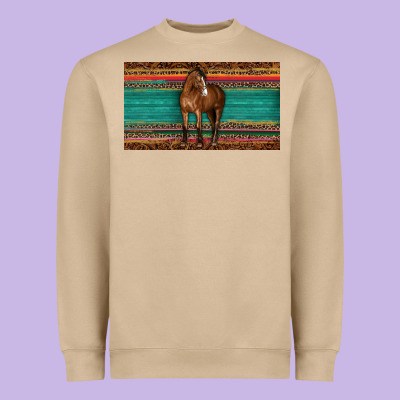 Western Horse Serape Tooled Leather Leopard  Sippy Cup Heavyweight Sweatshirt Designed By Barkaloodesign