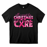 Black all i want for christmas is a cure breast cancer Heavy Core Tee - texasbilliewilder