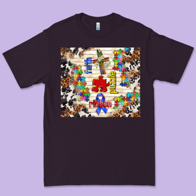Faith Puzzle Ribbon Premium Tee Designed By Tumblerdesignbyshophia