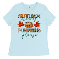 Autumn Leaves And Pumpkins Please Ladies Tee | Teevron