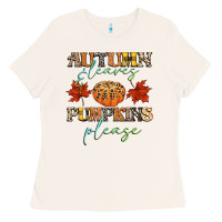 Bone autumn leaves and pumpkins please Ladies Tee - CowGirlArtShop