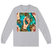 Moon Dust nail art with leopard and turquoise  gemstone seamless pattern bbs Long Sleeve Tee - BundleAndBundleShop