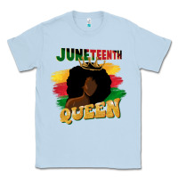 Dusty Blue juneteenth queen black woman afro queen Classic Tee - CowGirlArtShop