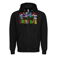 Black merry christmas stitch Zipper Hoodie - AdoDesignShop