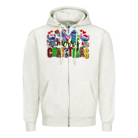 Oatmeal Heather merry christmas stitch Zipper Hoodie - AdoDesignShop