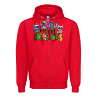 Red merry christmas stitch Zipper Hoodie - AdoDesignShop