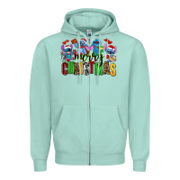 Seafoam merry christmas stitch Zipper Hoodie - AdoDesignShop