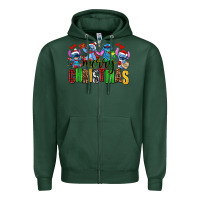 Sports Green merry christmas stitch Zipper Hoodie - AdoDesignShop
