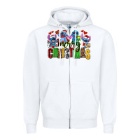 White merry christmas stitch Zipper Hoodie - AdoDesignShop