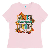 Bubblegum Pink family thanksgiving turkey blessing Ladies Tee - CowGirlArtShop