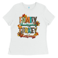 White family thanksgiving turkey blessing Ladies Tee - CowGirlArtShop