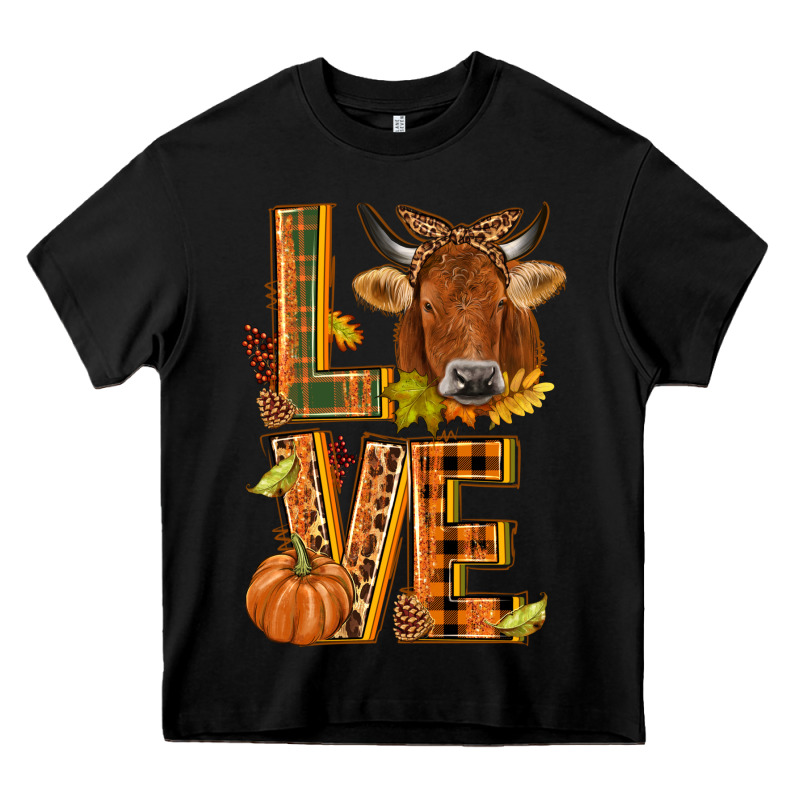 Love Fall Cow Heavy Core Tee by NancyCooperArtShop | Teevron