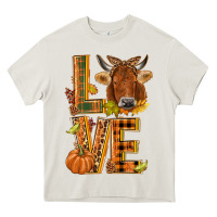 Cream Love fall cow Heavy Core Tee - NancyCooperArtShop