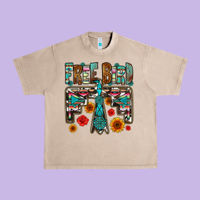 Western Free Bird Urban Heavy Tee Designed By Oliviacreatesart