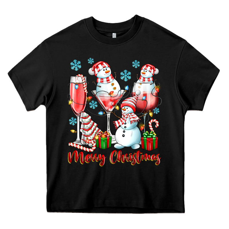 Merry Christmas Wine Glasses Heavy Core Tee by texasbilliewilder | Teevron