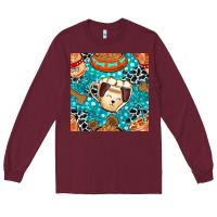 Burgundy dog coffee cups and food container with cowhide seamless pattern bbs Long Sleeve Tee - BundleAndBundleShop