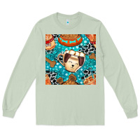 Matcha dog coffee cups and food container with cowhide seamless pattern bbs Long Sleeve Tee - BundleAndBundleShop