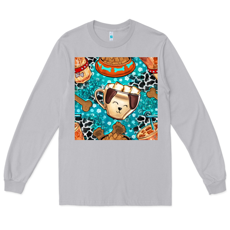 Dog Coffee Cups And Food Container With Cowhide Seamless Pattern Bbs Long Sleeve Tee by BundleAndBundleShop | Teevron