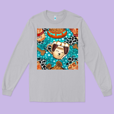 Dog Coffee Cups And Food Container With Cowhide Seamless Pattern Bbs Long Sleeve Tee Designed By Bundleandbundleshop