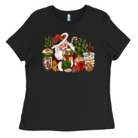 Black western santa cowboy coffe cups christmas Ladies Tee - CowGirlArtShop