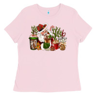 Bubblegum Pink western santa cowboy coffe cups christmas Ladies Tee - CowGirlArtShop