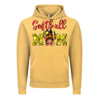 Vintage Mustard softball mom  and afro messybun mom bbs Vintage Hoodie - BundleAndBundleShop
