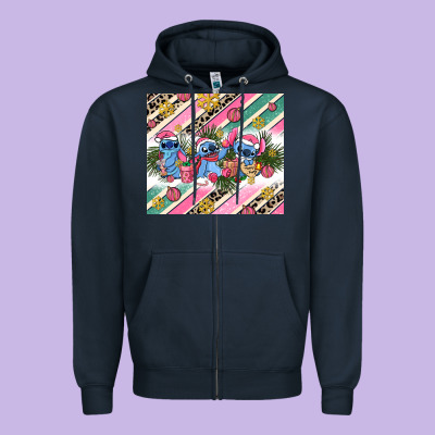 Pink Stitch  Christmas Zipper Hoodie Designed By Adodesignshop