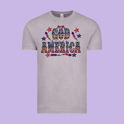 4 July God Bless America Western Vintage Tee Designed By Cowcowdesign