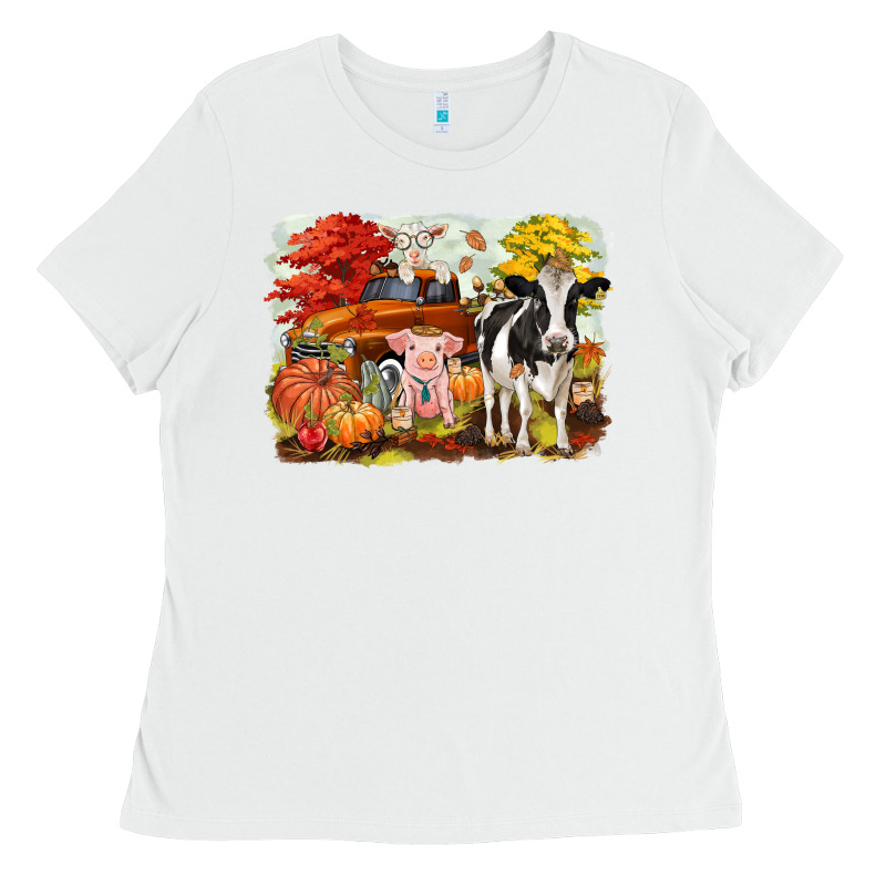 Fall Farm Animals Ladies Tee by CowGirlArtShop | Teevron