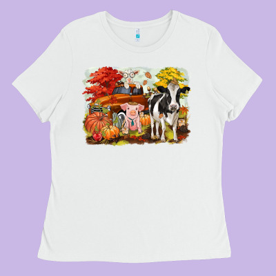 Fall Farm Animals Ladies Tee Designed By Cowgirlartshop