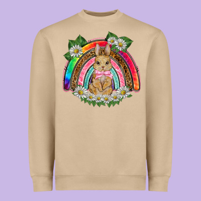 Easter Rabbit Rainbow Heavyweight Sweatshirt Designed By Barkaloodesign