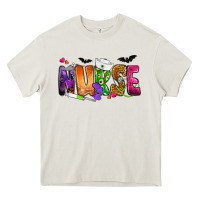 Cream Nurse Halloween Heavy Core Tee - NancyCooperArtShop