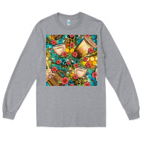 Heather Grey honey and bee coffee cup with flowers and leopard seamless pattern bbs Long Sleeve Tee - BundleAndBundleShop