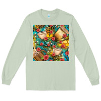 Matcha honey and bee coffee cup with flowers and leopard seamless pattern bbs Long Sleeve Tee - BundleAndBundleShop