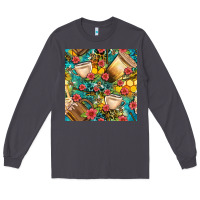 Smoke honey and bee coffee cup with flowers and leopard seamless pattern bbs Long Sleeve Tee - BundleAndBundleShop
