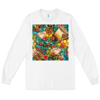 Honey And Bee Coffee Cup With Flowers And Leopard Seamless Pattern Bbs Long Sleeve Tee | Teevron