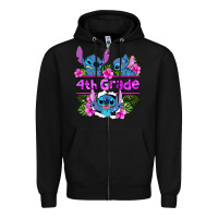 Black preview flower stitch  4th grade Zipper Hoodie - AdoDesignShop