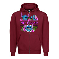 Burgundy preview flower stitch  4th grade Zipper Hoodie - AdoDesignShop
