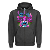 Charcoal Heather preview flower stitch  4th grade Zipper Hoodie - AdoDesignShop