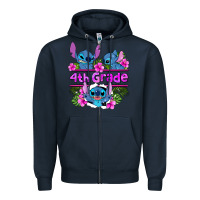 Navy preview flower stitch  4th grade Zipper Hoodie - AdoDesignShop