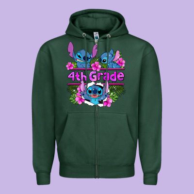 Preview Flower Stitch  4th Grade Zipper Hoodie Designed By Adodesignshop