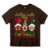 Chocolate Brown Chillin' with my gnomes Heavy Core Tee - NancyCooperArtShop